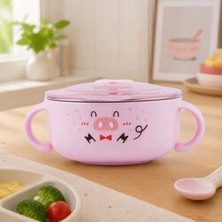 Pink Kids Bowl in Stainless Steel for a Vibrant Dining Space