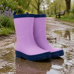 Kids Matte Rain Boots Waterproof Slip Resistant Rubber Pink Navy Children