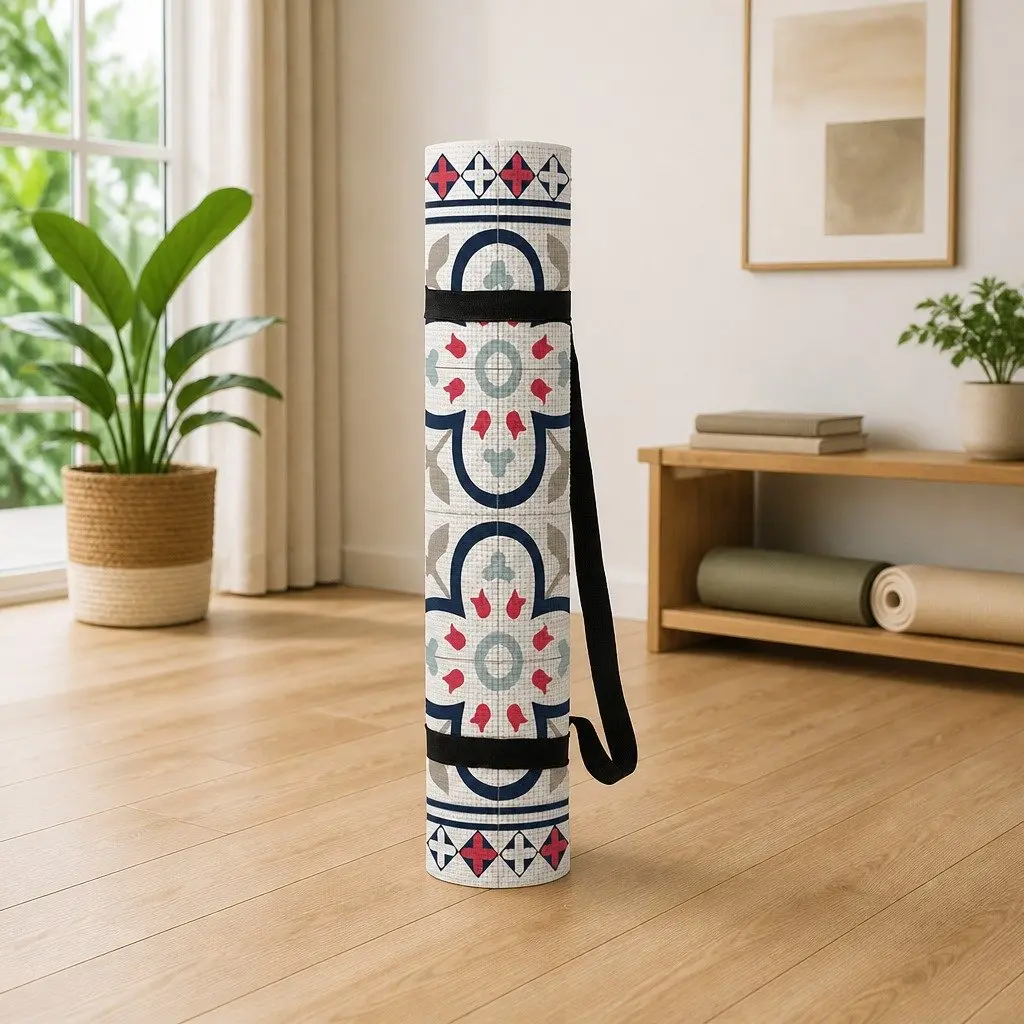 Yoga Mat 60 x 173 cm Thick Lightweight Portable Fitness Exercise Cushion Barcelona Pattern