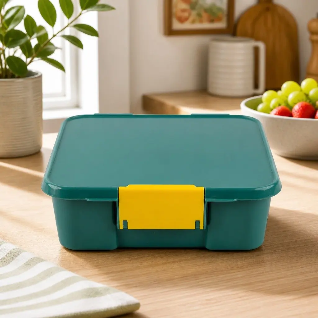 Bento Lunch Box 980ml Leakproof Three Compartments for Kids Sandwich Wrap Salad Storage