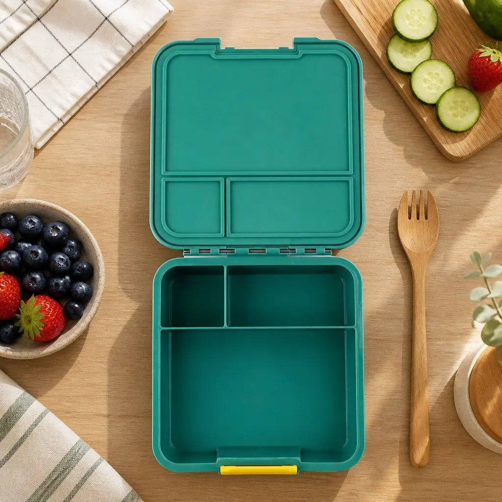 Bento Lunch Box 980ml Leakproof Three Compartments for Kids Sandwich Wrap Salad Storage