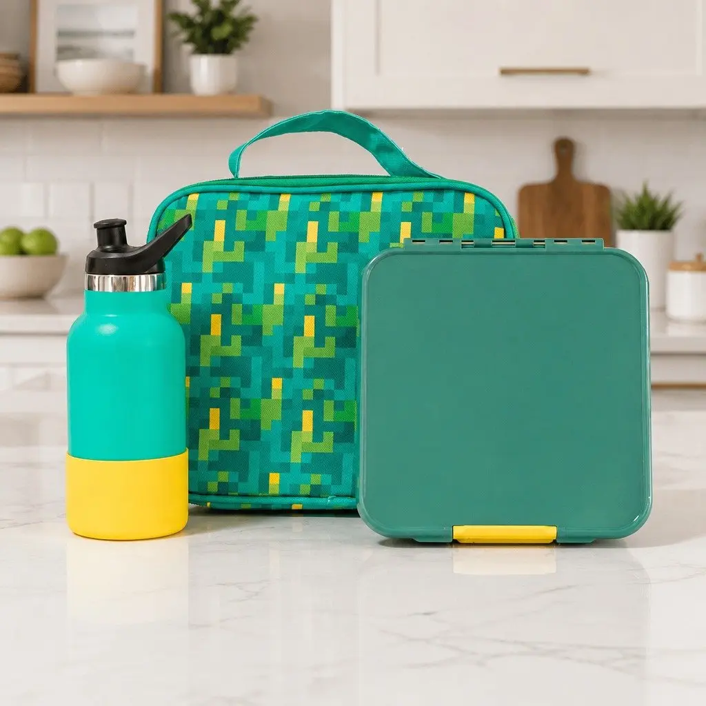 Bento Lunch Box 980ml Leakproof Three Compartments for Kids Sandwich Wrap Salad Storage