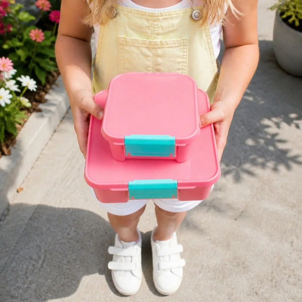 Bento Lunch Box 980ml Three Large Compartments Leakproof Airtight for Kids