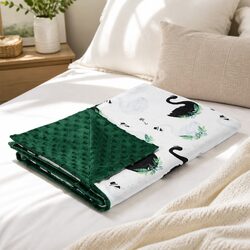 Kids Light Blanket 110x140cm Soft Cotton Minky Fleece Baby Blanket Green