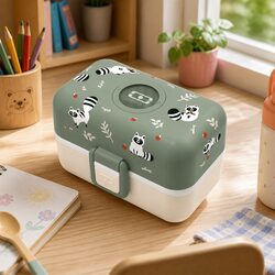 Green Raccoon Compartment Lunchbox for Kids' Snacks