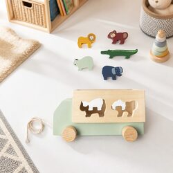 Wooden Animal Truck Pull Along Toy for Playful Spaces