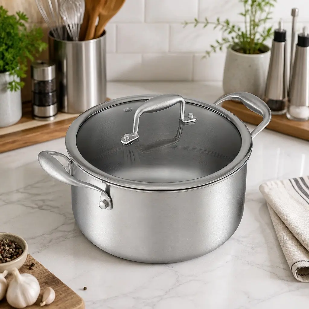 Dutch Oven 4.5L Stainless Steel with Stay-Cool Handle Silver