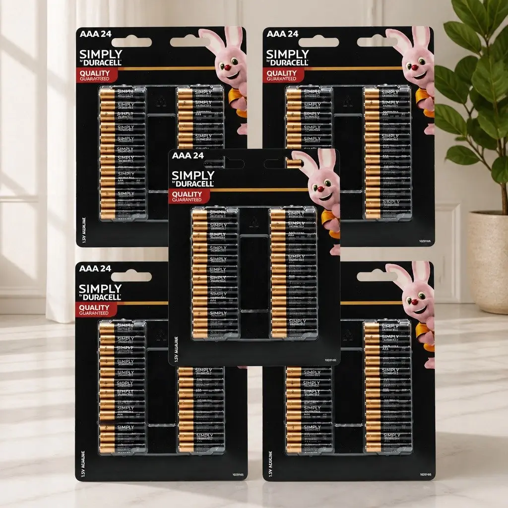 AAA Alkaline Batteries 24 Pack Long Lasting Power Leak Resistant Construction for Household Electronics