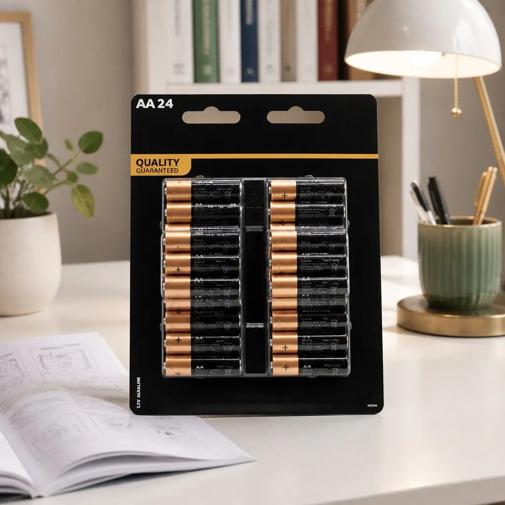 AA Alkaline Batteries 24 Pack Long Lasting Power Leak Resistant for Household Office Commercial Use