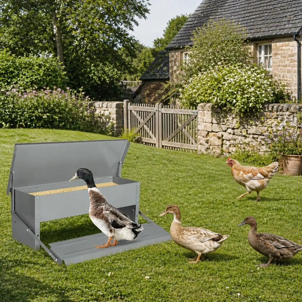 Automatic Chicken Feeder 10KG Timed Feed Dispenser Large Capacity Poultry Bantam