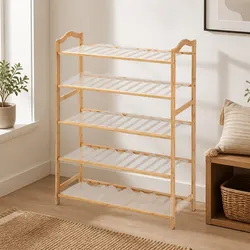 Natural Bamboo Shoe Rack 5 Tier Storage for Home