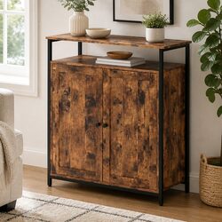 Storage Cabinet Multipurpose Organiser Cupboard Adjustable Shelves Wooden Design