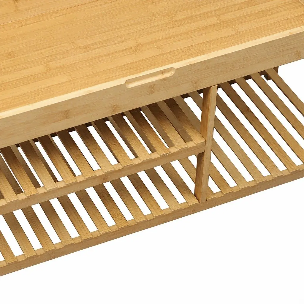 Bamboo Shoe Rack Bench 100cm Multifunctional Storage Box with Hidden Compartment and Padded Seat for Entryway or Living Room