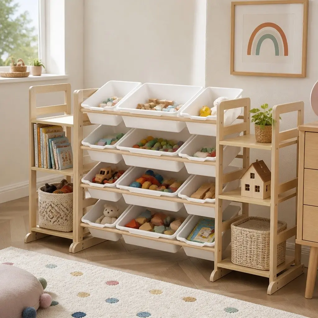 Kids Toy Box Organiser 12 Bins 6 Shelves Multifunctional Storage Rack