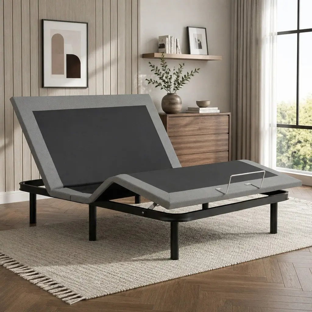 Electric Adjustable Bed Frame Double Size Black Wireless Remote Zero Gravity Function