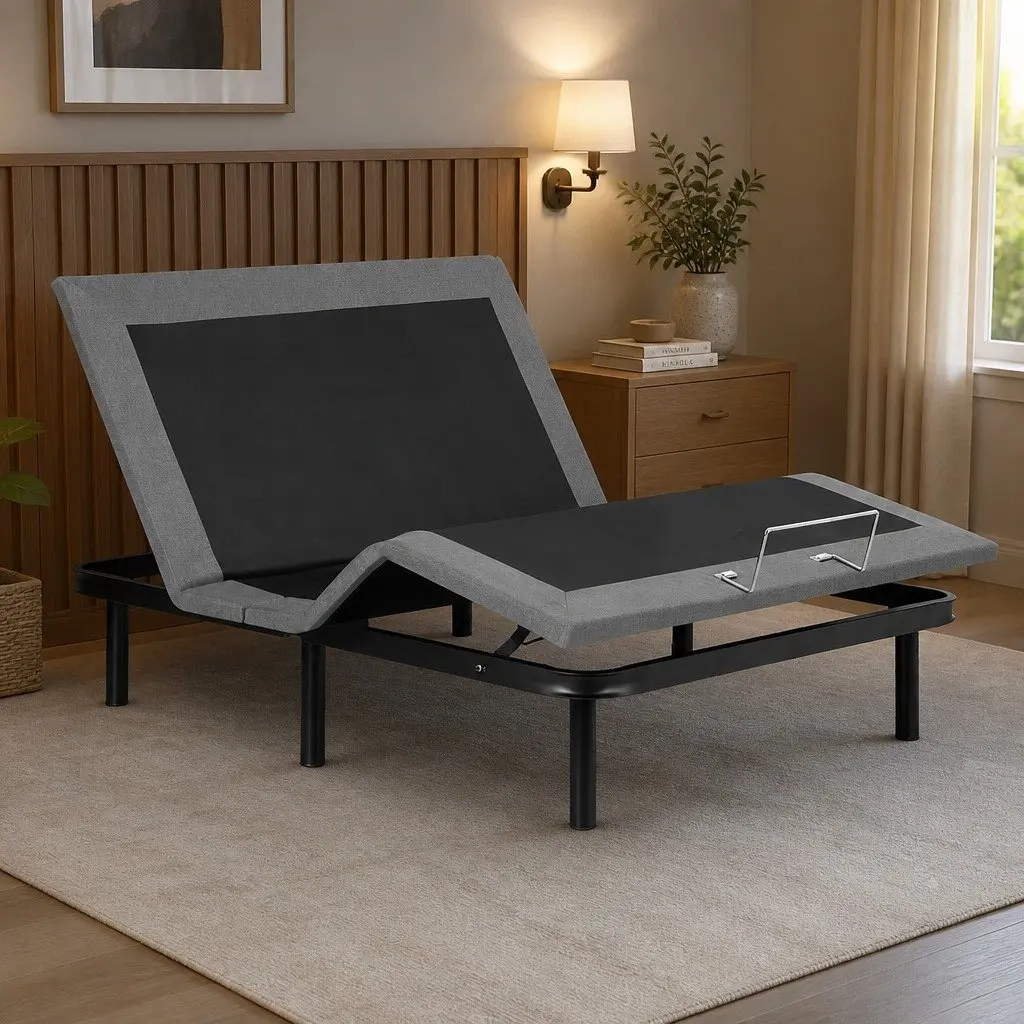 Electric Adjustable Bed Frame Double Size Black Wireless Remote Zero Gravity Function