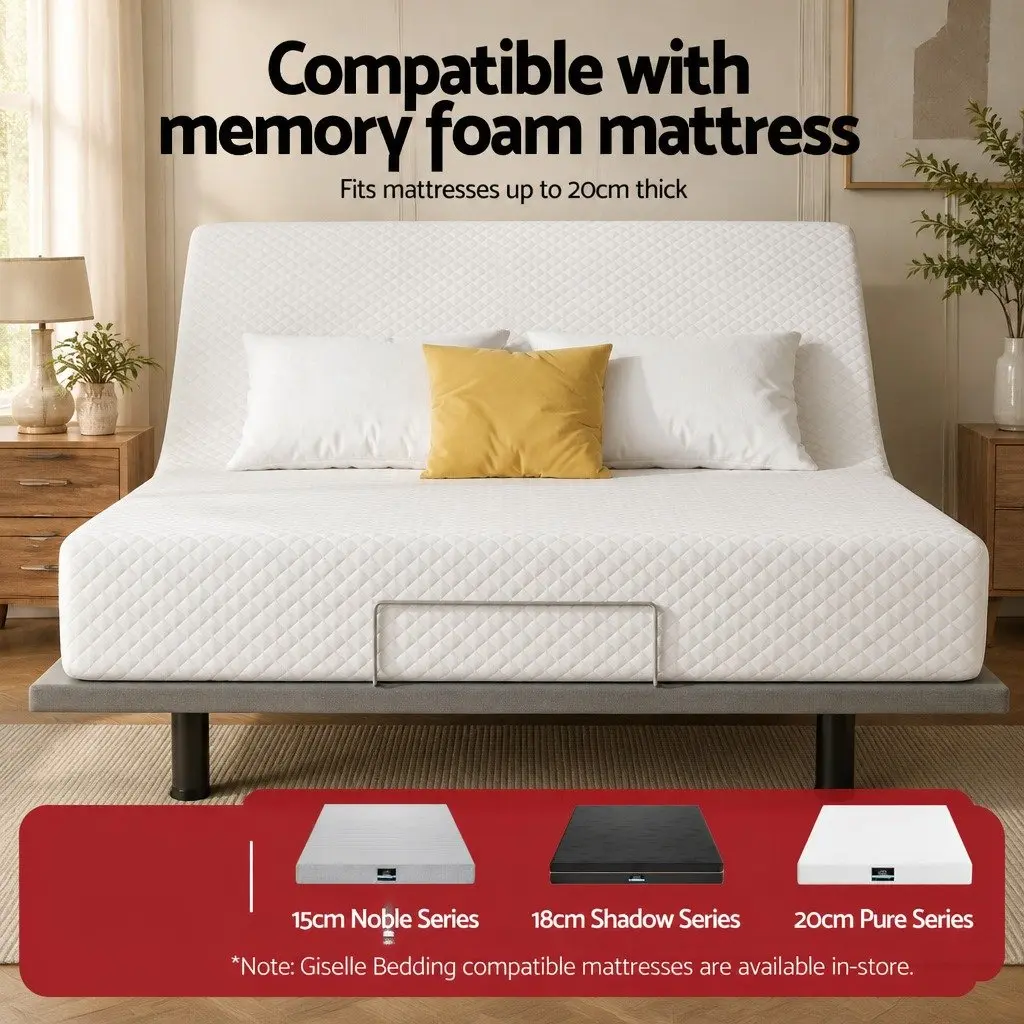 Electric Adjustable Bed Frame Double Size Black Wireless Remote Zero Gravity Function