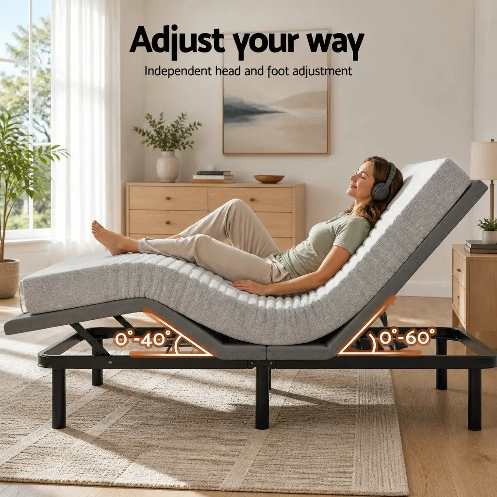Double Electric Adjustable Bed Frame with 15cm Memory Foam Mattress Zero Gravity Positioning