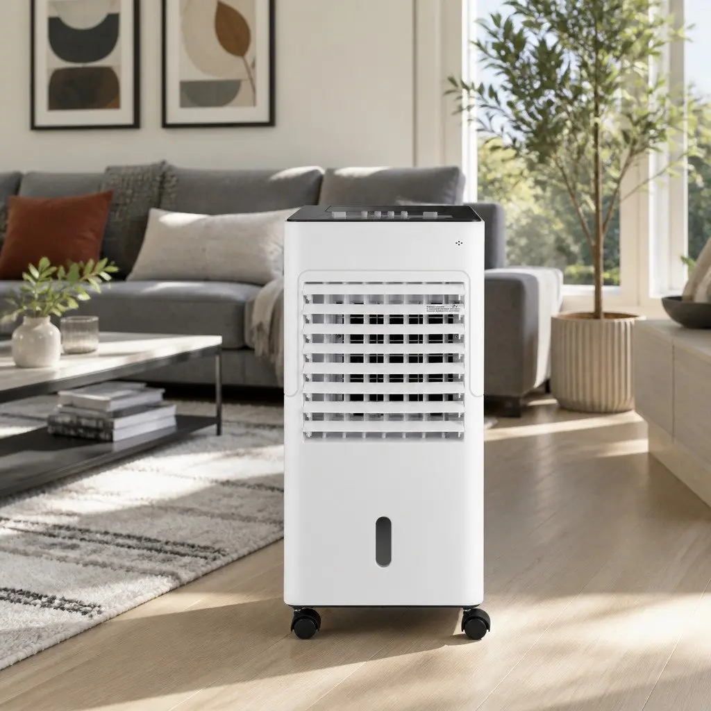Evaporative Air Cooler 6L Water Tank 4 in 1 Humidifier Purifier Fan Portable White