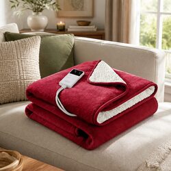 Cozy Up with the Burgundy Electric Heated Sherpa Throw