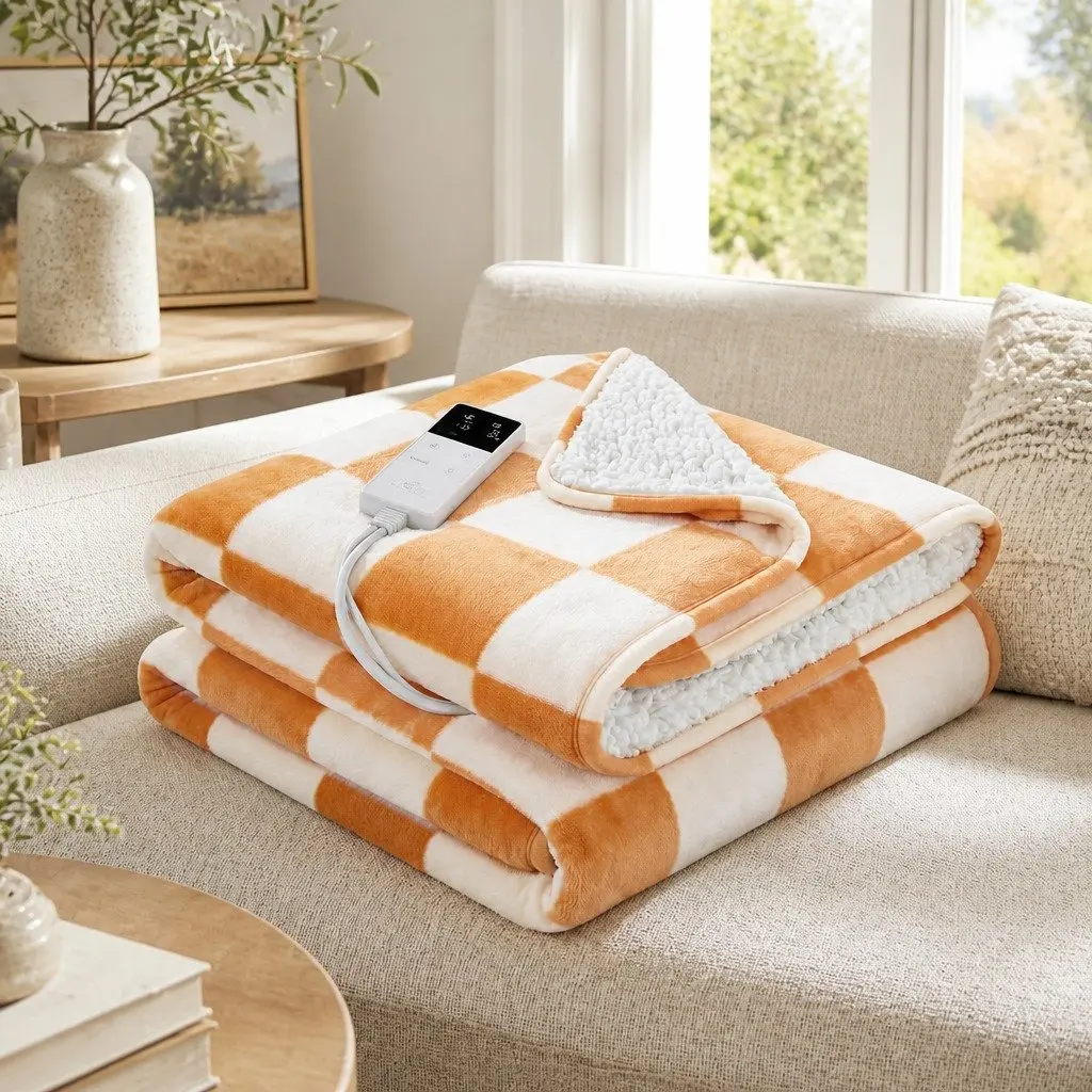 Electric Throw Rug 160cm x 130cm Dual Sided Flannel Sherpa 9 Temperature Settings