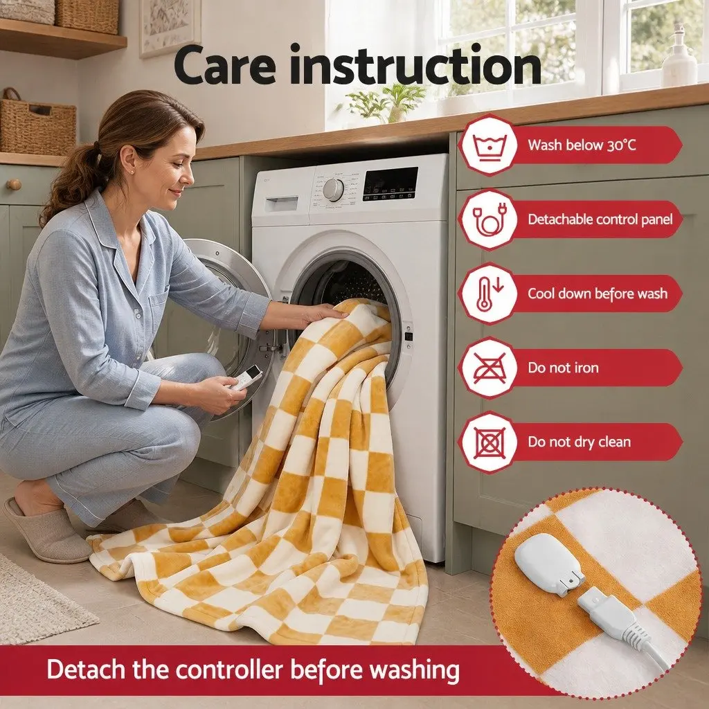 Electric Throw Rug 160cm x 130cm Dual Sided Flannel Sherpa 9 Temperature Settings