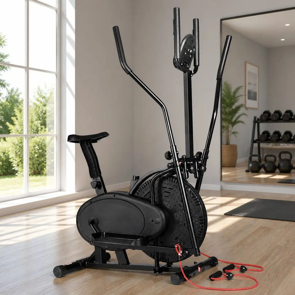 5 in 1 Elliptical Cross Trainer Exercise Bike Adjustable Resistance Home Gym Indoor Fitness Machine
