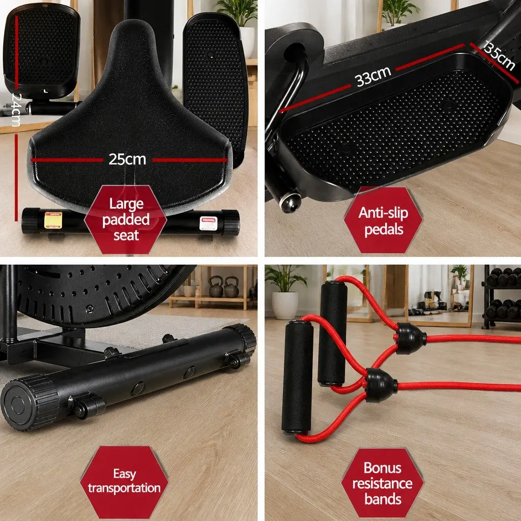 Exercise Bike Cross Trainer 4 in 1 Adjustable Resistance Home Gym Indoor Cardio Machine Black