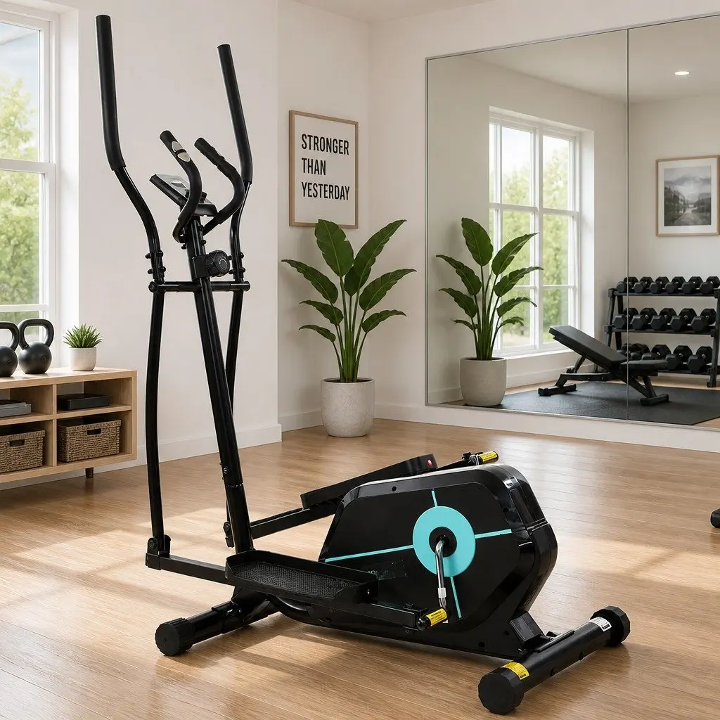 Elliptical Cross Trainer Exercise Bike Black 8 Level Adjustable Resistance Home Gym Fitness Machine