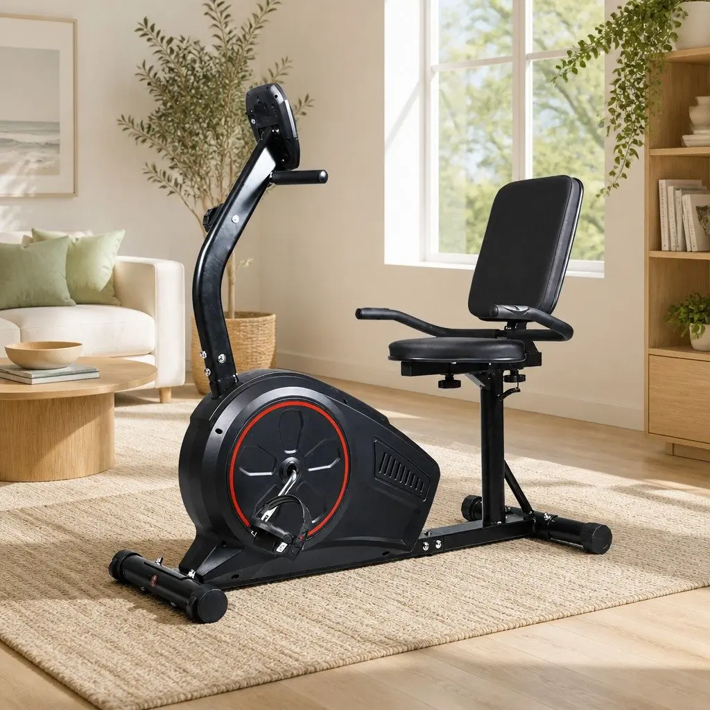 Recumbent Exercise Bike Magnetic 8 Resistance Adjustable Workout Intensity