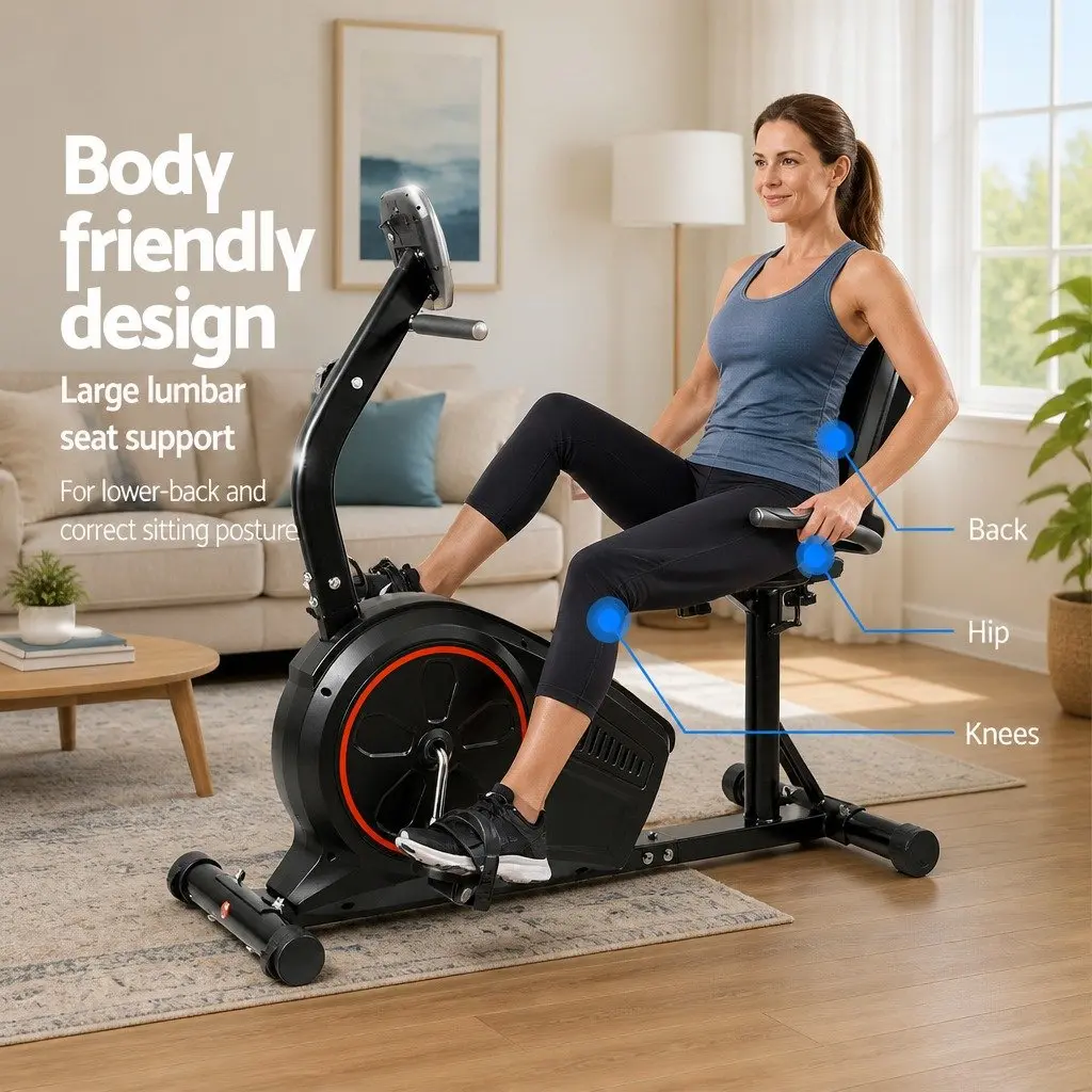 Recumbent Exercise Bike Magnetic 8 Resistance Adjustable Workout Intensity