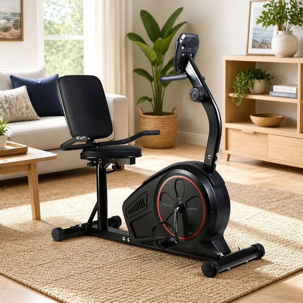 Recumbent Exercise Bike Magnetic 8 Resistance Adjustable Workout Intensity
