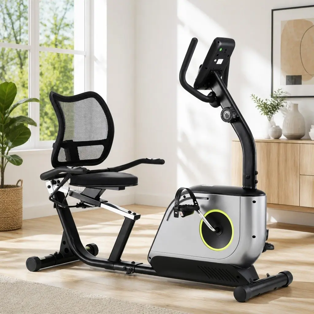 Recumbent Exercise Bike Magnetic Cycling Home Gym Fitness 120kg Max Weight Black