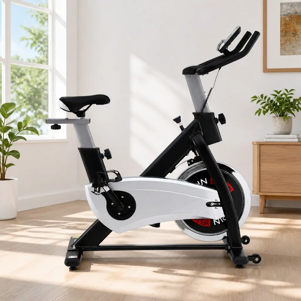 Exercise Bike Adjustable Resistance 15kg Flywheel LCD Display Home Gym Fitness Silver
