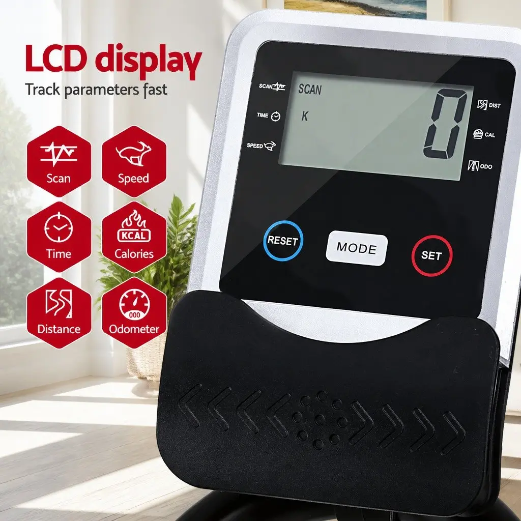 Exercise Bike Adjustable Resistance 15kg Flywheel LCD Display Home Gym Fitness Silver