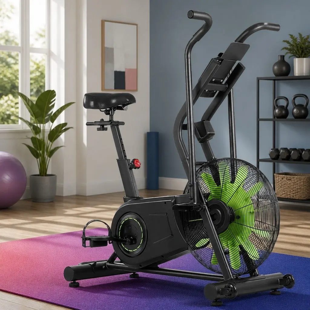 Air Bike Dual Action Exercise Bike Full Body Workout Adjustable Seat Air Resistance System
