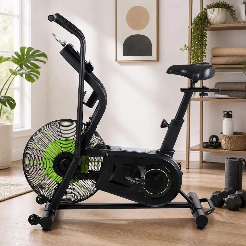 Air Bike Dual Action Exercise Bike Full Body Workout Adjustable Seat Air Resistance System
