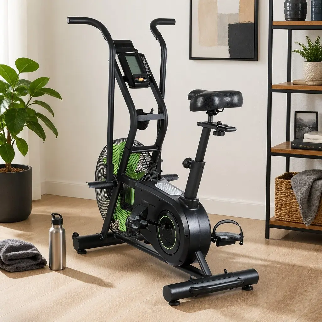 Air Bike Dual Action Exercise Bike Full Body Workout Adjustable Seat Air Resistance System