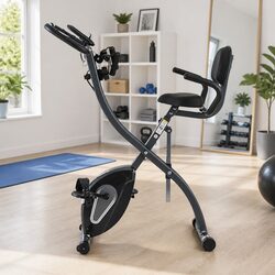 Folding Exercise Bike Magnetic X-Frame Indoor Aerobic Trainer Cycling Machine