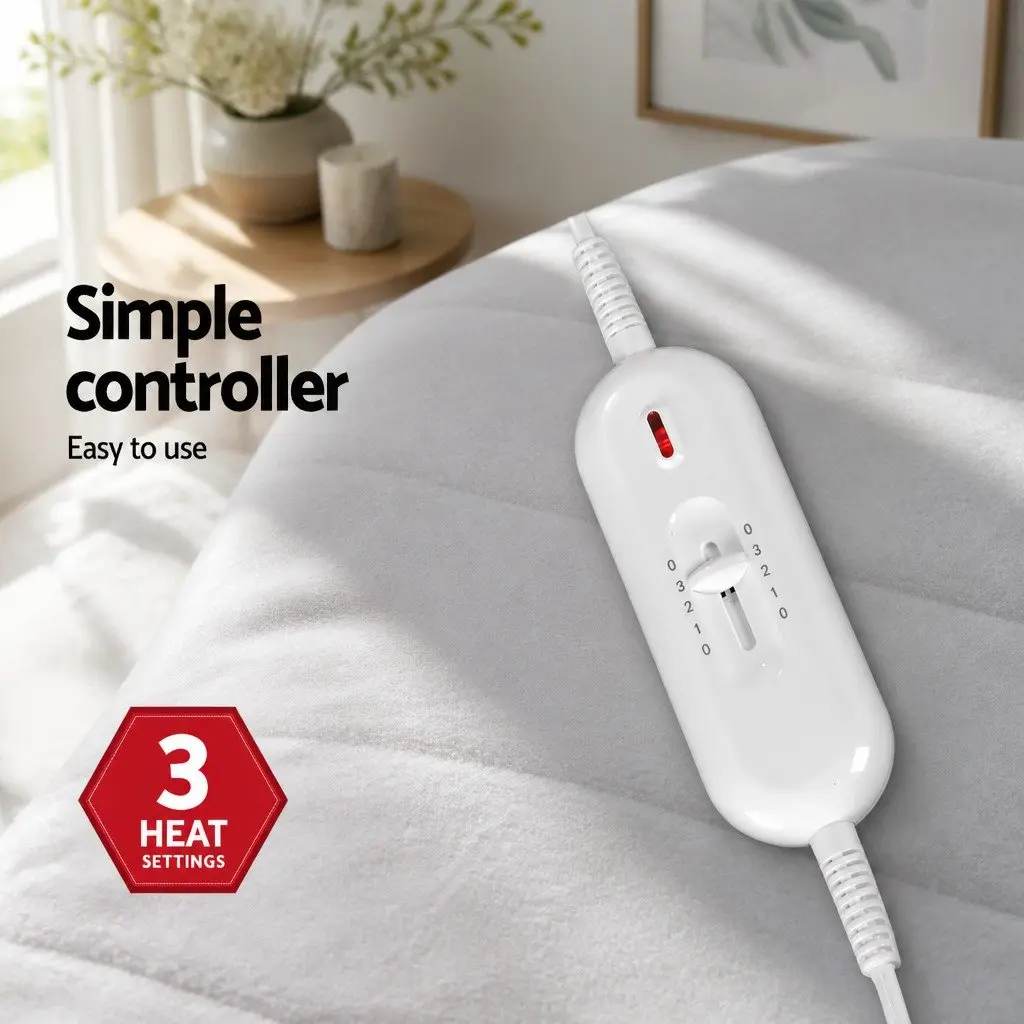 King Size Electric Blanket Polyester Warm Bedding Dual Remote Control Three Heat Settings