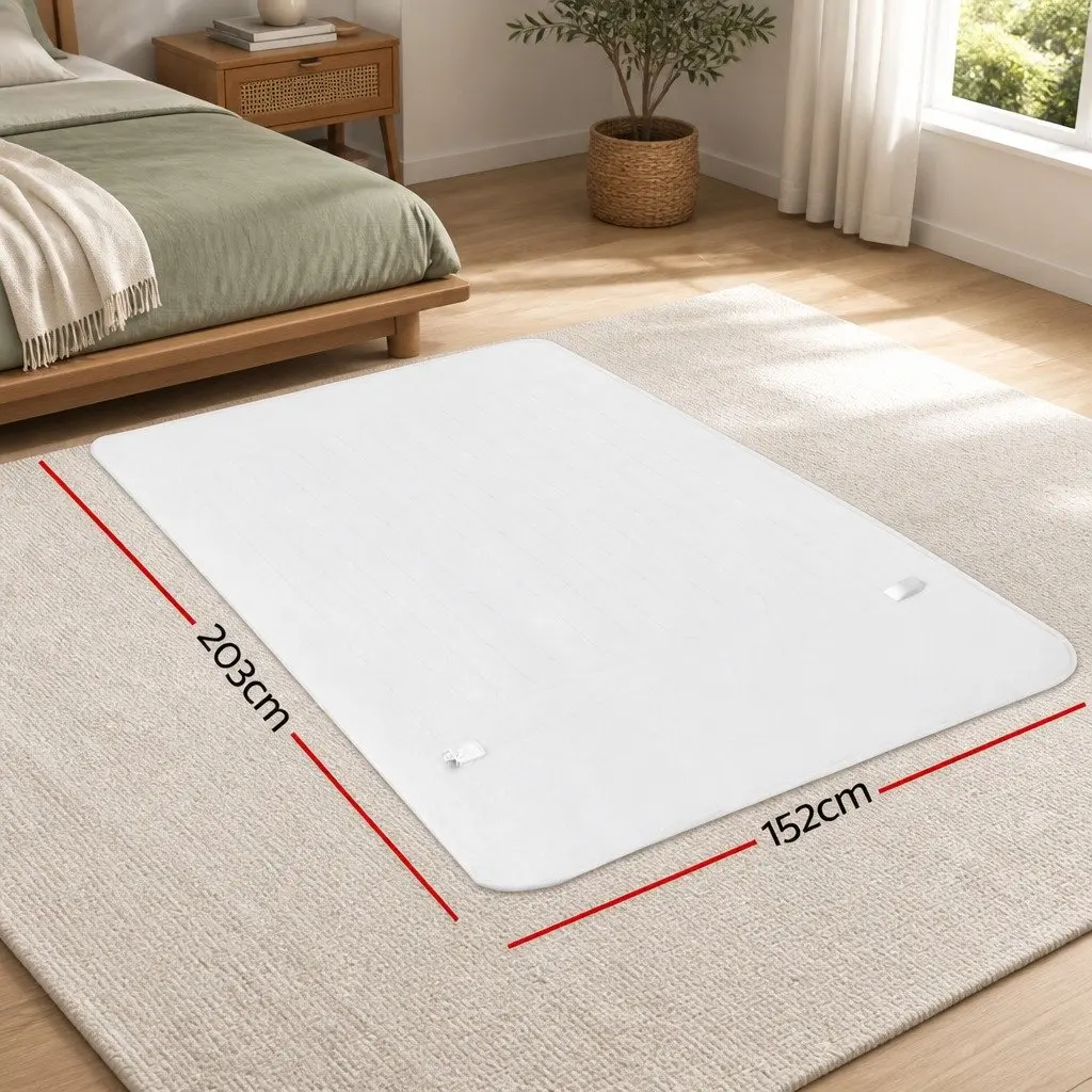 Queen Size Electric Blanket Fitted Polyester Heated with Three Temperature Settings and Overheat Protection