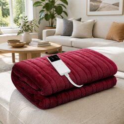 Cosy Up Your Living Space with a Burgundy Heated Throw Blanket