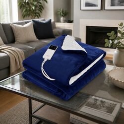 Upgrade Your Comfort with the Navy Electric Heated Throw Rug