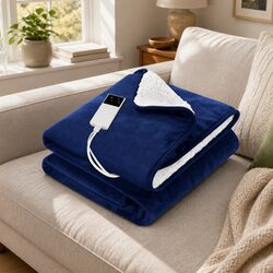 Upgrade Your Comfort with the Navy Electric Heated Throw Rug