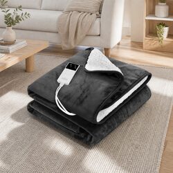 Electric Throw Rug: Flannel Sherpa Heated Blanket 160x130cm