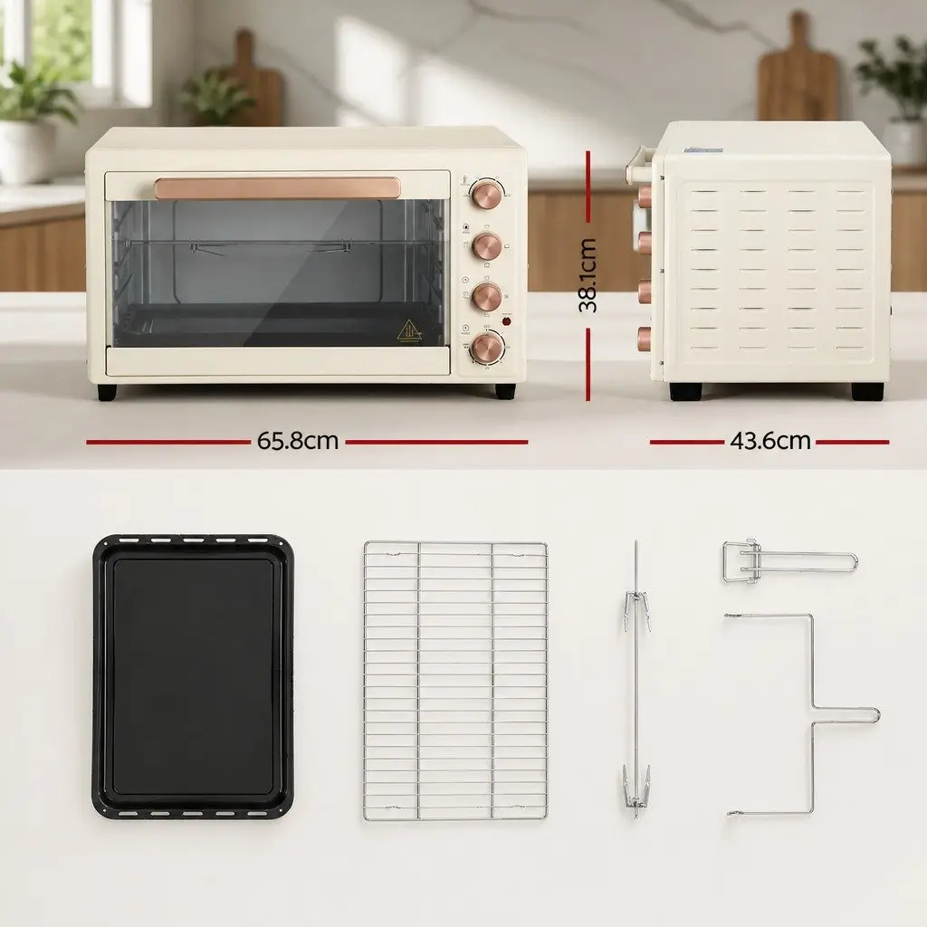 60L Convection Oven Electric Countertop Rotisserie Bake Grill Roast Portable