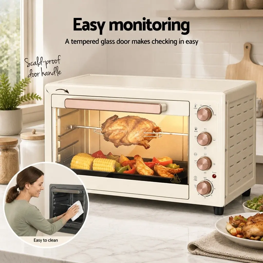 60L Convection Oven Electric Countertop Rotisserie Bake Grill Roast Portable