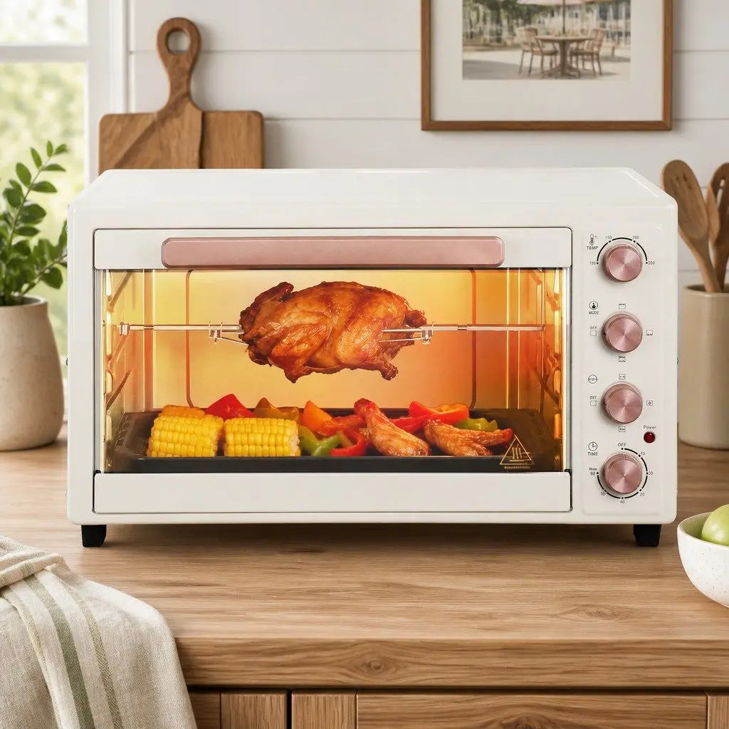 60L Convection Oven Electric Countertop Rotisserie Bake Grill Roast Portable