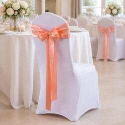 Elevate Your Events with 20 Coral Satin Chair Sashes