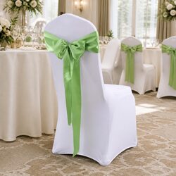 20 Pcs Satin Fabric Chair Sashes in Grass Green
